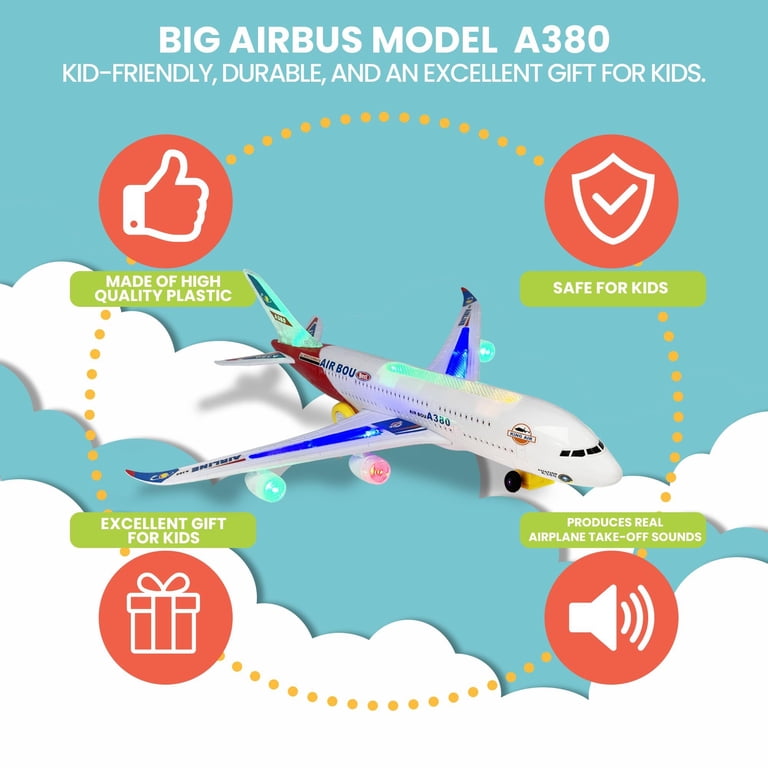 JBeeCtrl Airplane Toys, Bump and Go with LED Lights photo 3