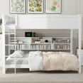thumbnail image 4 of Harper & Bright Designs Queen Over Queen Bunk Bed with Storage Cabinets and USB Ports, Solid Wood Bunk Bed Frame with Shelves for Adults, White, 4 of 14