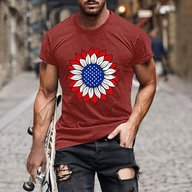 Tops para hombre, blusas y camisas de manga corta con cuello redondo para hombre, jersey informal de moda con estampado para hombre, camiseta de manga corta con cuello redondo, blusa de poliéster para