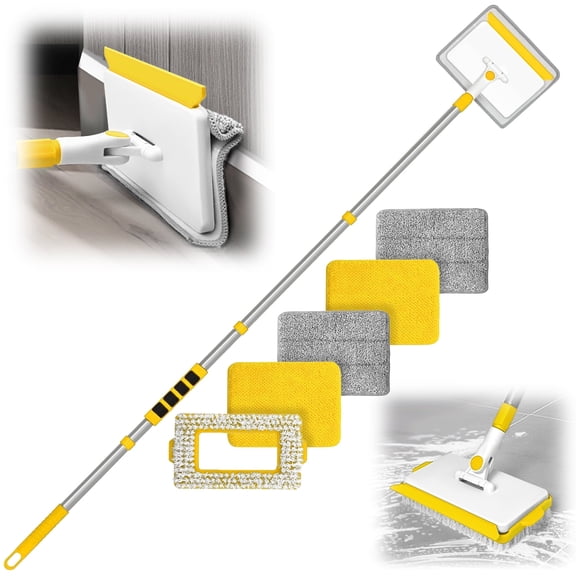 JEHONN Baseboard Cleaner Tool with Handle (Yellow)