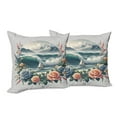 thumbnail image 4 of Ambesonne Nautical Throw Pillow Cover Pack of 2, Sailboat in Rose Wreath, 2 Pcs-28"x28", Teal Salmon and Slate Blue, 4 of 5