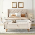 thumbnail image 6 of Furniliving Storage Ottoman Bench Button Tufted End of Bed Bench Storage Bench for Bedroom, Beige, 6 of 10