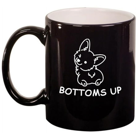 

Corgi Butt Bottoms Up Funny Ceramic Coffee Mug Tea Cup Gift for Her Him Friend Coworker Wife Husband Dog Lover (11oz Gloss Black)