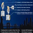 thumbnail image 2 of Gem Stone King 925 Silver and 10K Yellow Gold White Moissanite and Lab Grown Diamond Dangle Earrings for Women | 2.05 Cttw | Gemstone Birthstone | Emerald Cut 7X5MM, 2 of 6