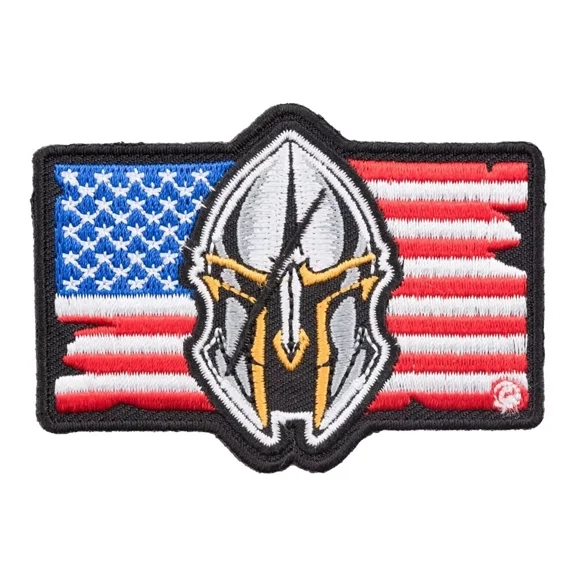American Flag Spartan Helmet Patch, Malone Labe Patches