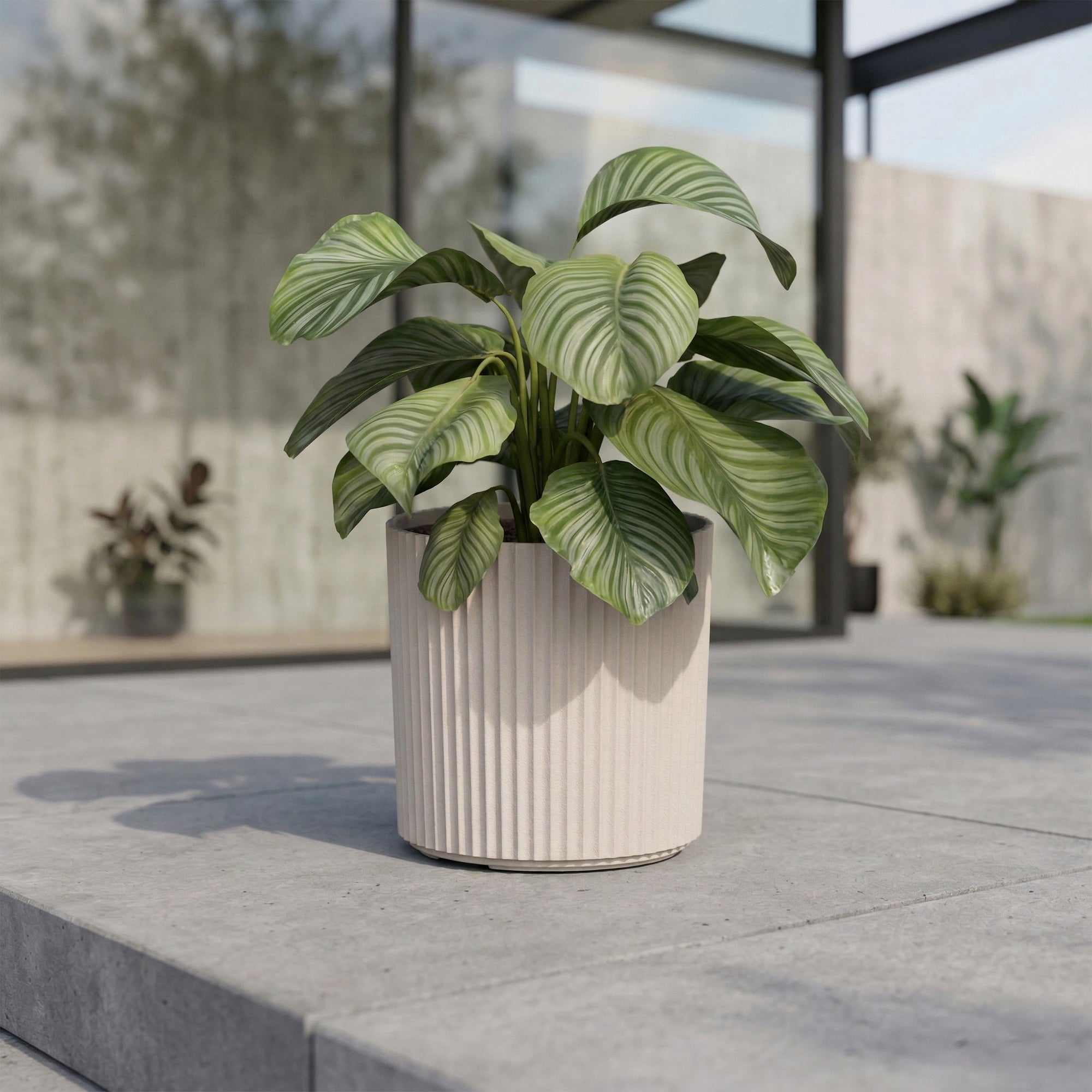 Serene 10in DIA x 10in H Round Chai Plastic Plant Planter with Drainage Holes - Black