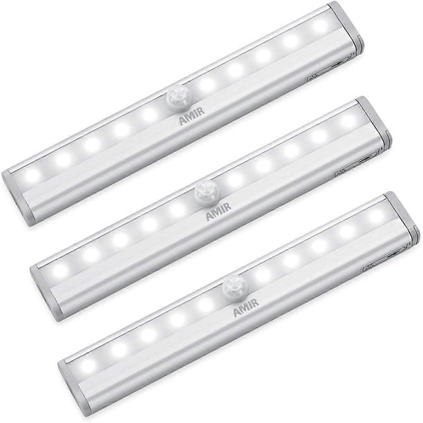 (Upgraded Version) Motion Sensor Lights, Battery-Powered LED Night Lights, Stick-Anywhere Closet Lights Stair Lights, Wall Lights(White - Pack of 3)
