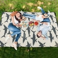 thumbnail image 6 of Extra Large Picnic Beach Blanket Waterproof Sand Proof Portable Outdoor Mat Shark Silhouettes 60x80, 6 of 9