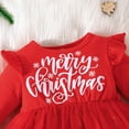 thumbnail image 6 of Mercatoo Toddler Baby Girls Christmas Dress Red 𝐑uffle Long Sleeve Letter Print Tulle Mesh Dress Fall Winter P𝐚rty Xmas Outfit, 6 of 7