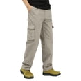 thumbnail image 3 of Ultra Comfort Fit Cargo Pants for Men with 5 Practical Pockets, Daily Wear Cotton Cargopants for Casual and Outdoor Activities,Light Gray,L, 3 of 6