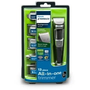 Philips Norelco Multi Groomer 13 Pieces Mens Grooming Kit for Beard, Face, Nose, and Ear Hair Trimmer and Hair Clipper - No Blade Oil Needed, MG3750/60