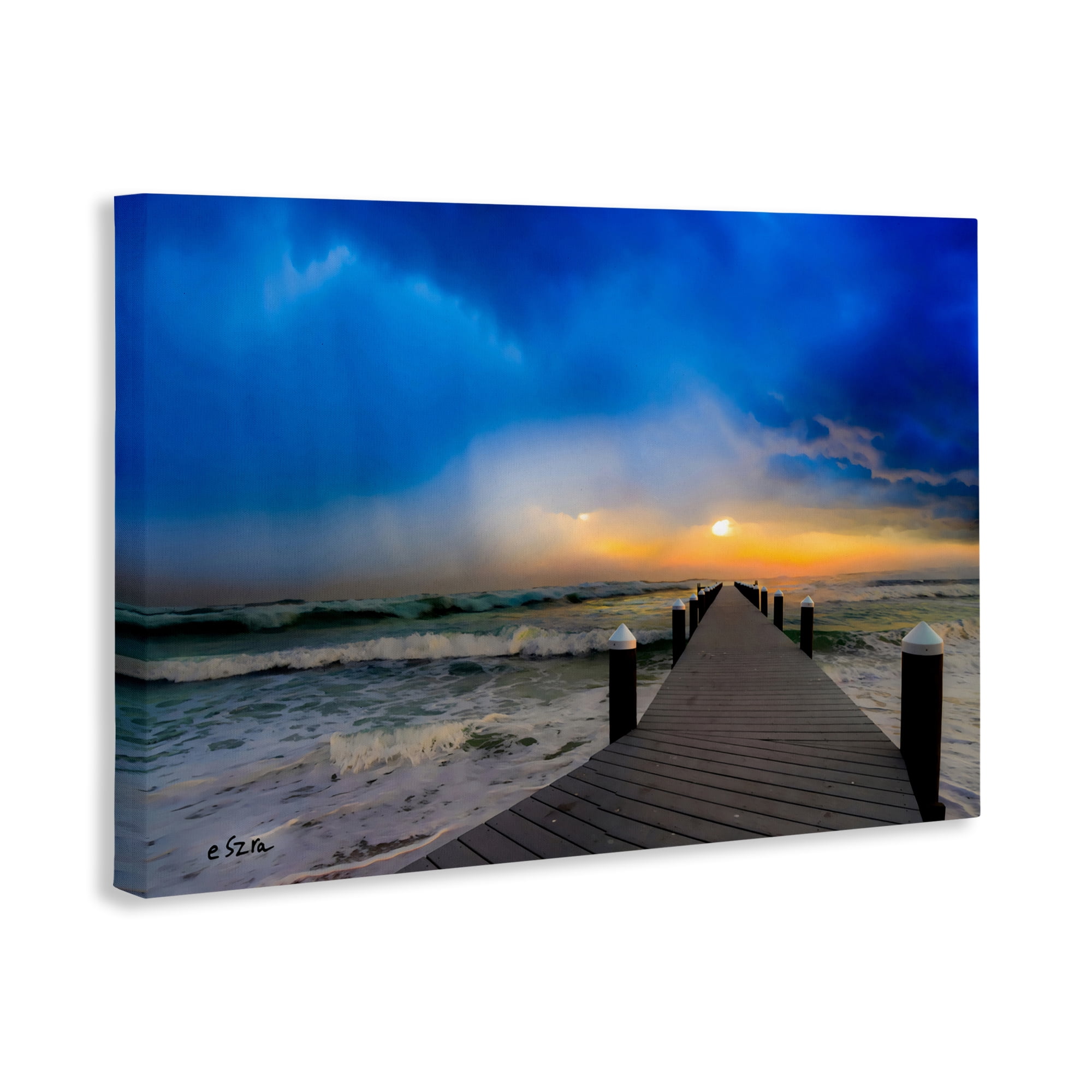 Stupell Industries Sun Breaking Over Sea Pier Canvas Wall Art, design by Eszra Tanner