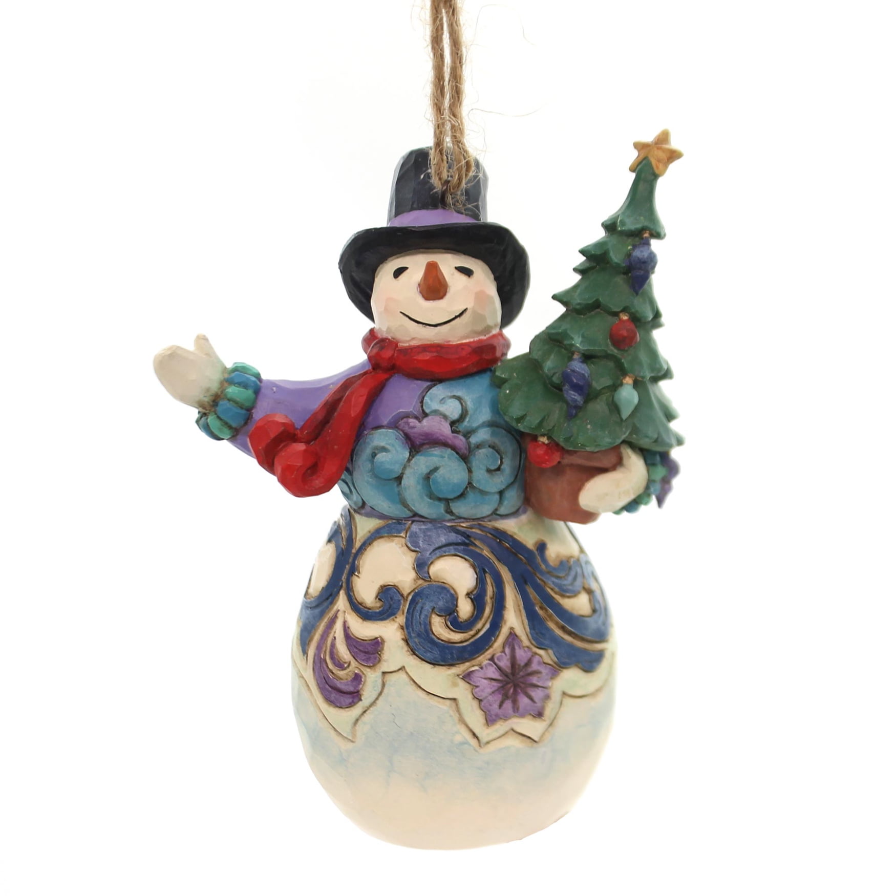 Jim Shore Heartwood Creek Snowman Holding Tree Christmas Ornament ...