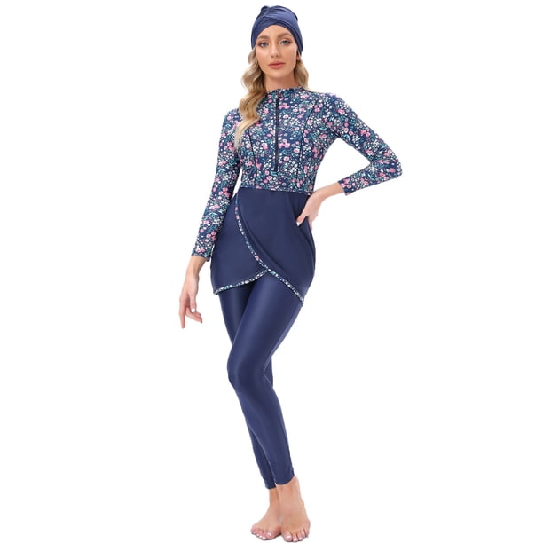 Traje de baño musulmán para mujer, hiyab de retales modesto, traje de baño deportivo de manga larga, 3 uds., traje de baño islámico Burkinis Tan Jianjun unisex