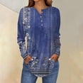 thumbnail image 2 of Pxiakgy Women's Fall Long Sleeve Henley Tops V Neck Tunic Casual Loose Blouse Winter Sweatshirt Long Sleeve Tops for Women Neck Casual Petite T Shirts Dark Blue Xxl, 2 of 5