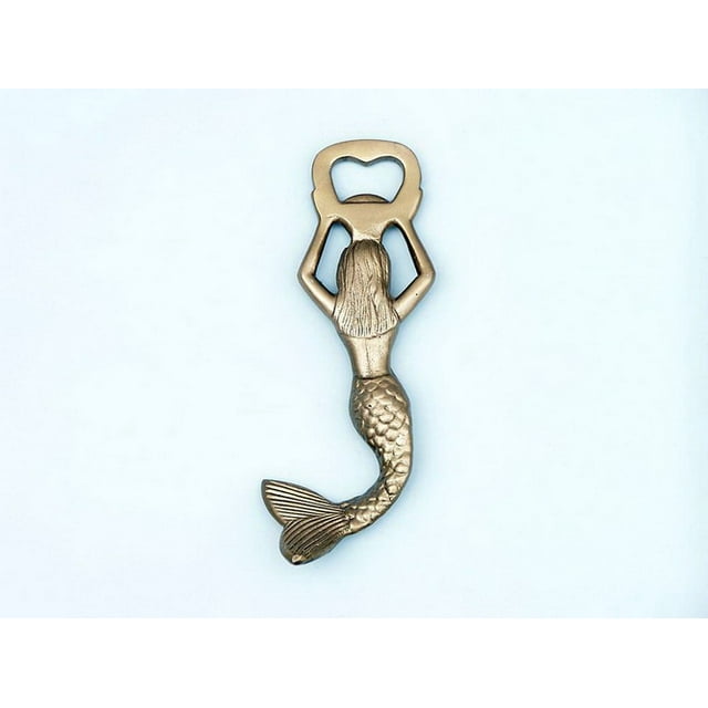 Antique Brass Swimming Mermaid Bottle Opener 7"
