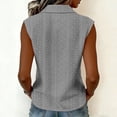 thumbnail image 4 of Htigea Womens Button Down Tank Tops Eyelet Sleeveless Collared T-Shirts Summer Casual Trendy Vacation Tanks Gray XL, 4 of 6