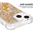 thumbnail image 4 of Glitter Clear Sparkly Bling Case for Apple iPhone 15, Flowing Liquid Quicksand Cover with Diamond Ring Holder Case for iPhone 15  Gold, 4 of 14
