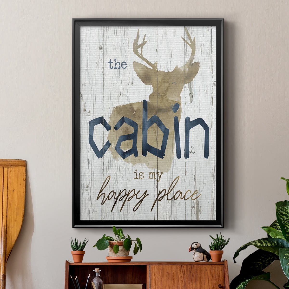 Happy Place Cabin Premium Classic Framed Print - Ready to Hang