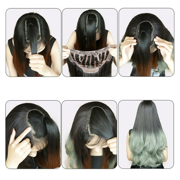 DOPI Women Curls Weft Synthetic Hair U Part Lace Wig Lifelike Human Hair