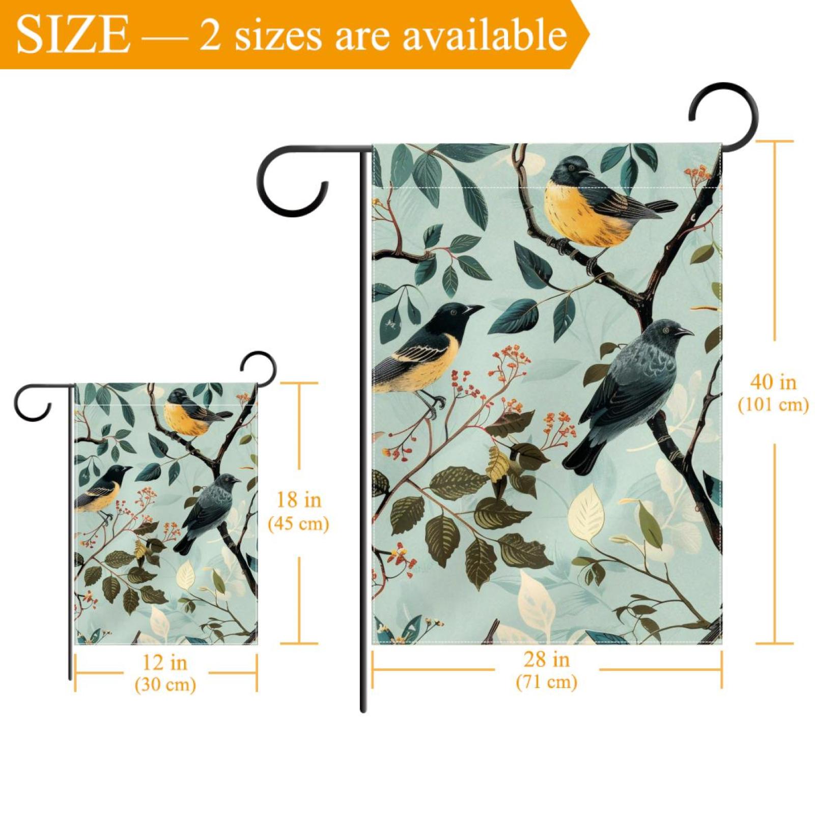 Birds on Branch Double Sided Garden Flag Decorative Weather Resistant Yard Flag, Large DIY Vertical Flag for Farmhouse Patio Lawn, 28x40 Inch