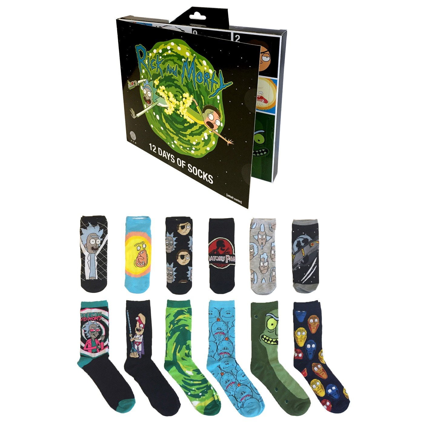 Rick & Morty 12 Days of Socks Socks 12Pack [Size 6 12]