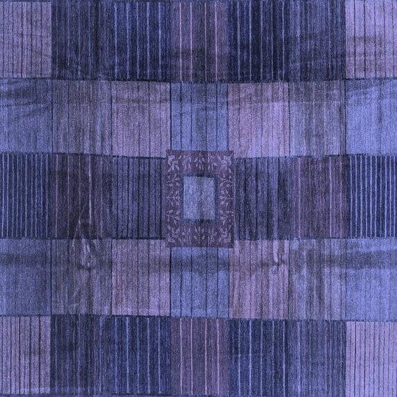 Ahgly Company Indoor Square Checkered Blue Modern Area Rugs, 4' Square