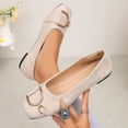 thumbnail image 2 of RoamHome Women Suede Ballet Flats Metal Buckle Slip On Loafers Comfortable Flat Shoes for Casual Office Daily Wear, 2 of 9