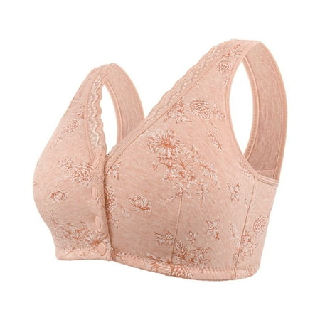 YHGFVOKJ Bras for Women Front Side Lace Edge without Steel Ring Movement Comfort Underwear Seamless Gathering Adjustment Strap Lined Large Bra Strapless Bra Push Up Rose Gold 46