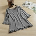 thumbnail image 2 of Summer Savings Clearance 2025! Loopsun Plus Size Womens Tops, T Shirts for Women, Womens Summer Solid Casual Loose Fashion T-Shirt Cotton Linen Short Sleeve Round Neck Tops Blouse Dark Gray XXXL, 2 of 3