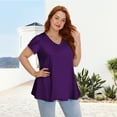 thumbnail image 5 of Womens Summer Blouses V Neck Loose Dressy Shirts Petal Short Sleeve Plus Size Tunic Tops, 5 of 7