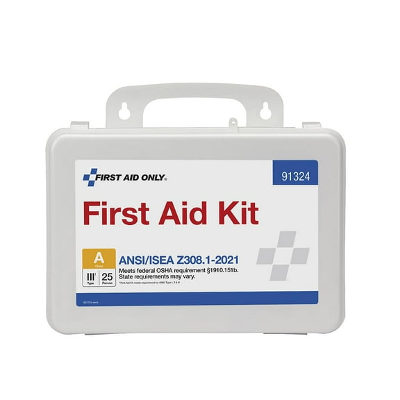 First Aid Only 91324 ANSI A 2021 and OSHA Compliant First Aid Kit, 25-Person Emergency First Aid Kit for Business, Home, Car, and Worksites, 94 Pieces CA1