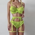 thumbnail image 2 of Everyday Bras for Women Lace Lingerie Set with Garter Silk Sleep Set Lace Sexy Lace Lingerie Set for Women Lace Garter Lingerie Set with Stockings Bunny Undies Lace Bras for Women Set Sexy Green M, 2 of 7