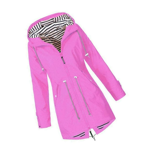 Decodeary Chandail à Capuchon Veste Douce pour Femme Imperméable Manteau de Pluie Extérieur Rose m