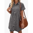thumbnail image 3 of ZANKLEY Women's Short Sleeve Button Down Flowy Tiered Babydoll Denim Dress, 3 of 10