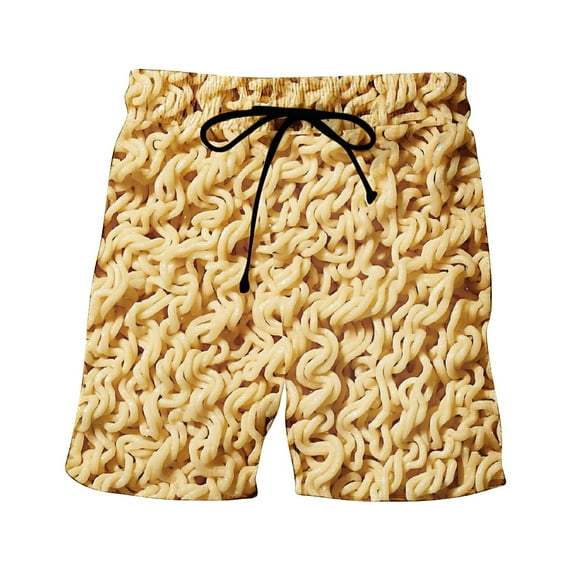 LYEAA Swim Shorts Men Short Elastic Waist Summer Beach Big Men's Swimming Trunks Funny Print Drawstring Surfing Board Shorts Casual Sports Fashion Comfort Swimwear Bathing Suit with Pockets Yellow L
