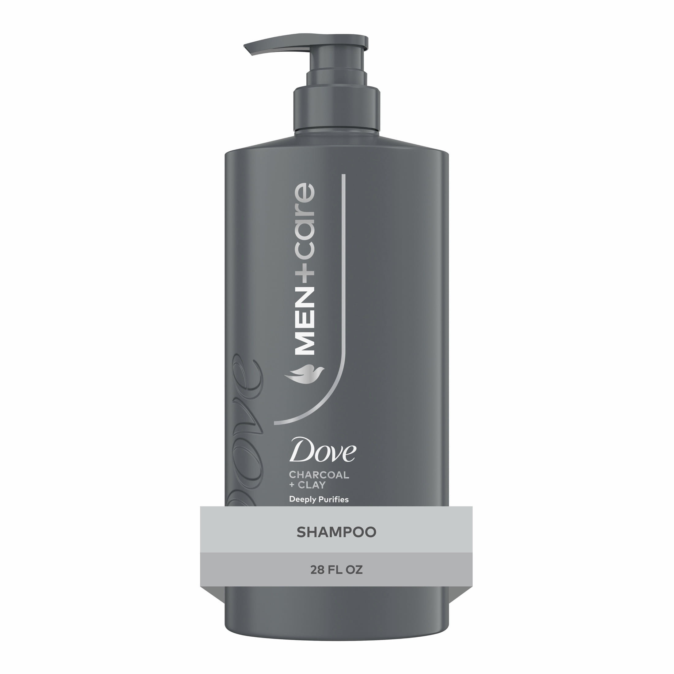 (4 pack) Dove Men+Care Shampoo For Real Hair That Powers Up Hair Strength, Charcoal + Clay With Deep Purifying Benefits, 28 fl oz