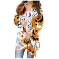 thumbnail image 3 of Women Halloween Cardigan Fashionable Pumpkin Animal Cat Printing Jacket Long Sleeve Coat Female Autumn Winter Clothes, 3 of 6