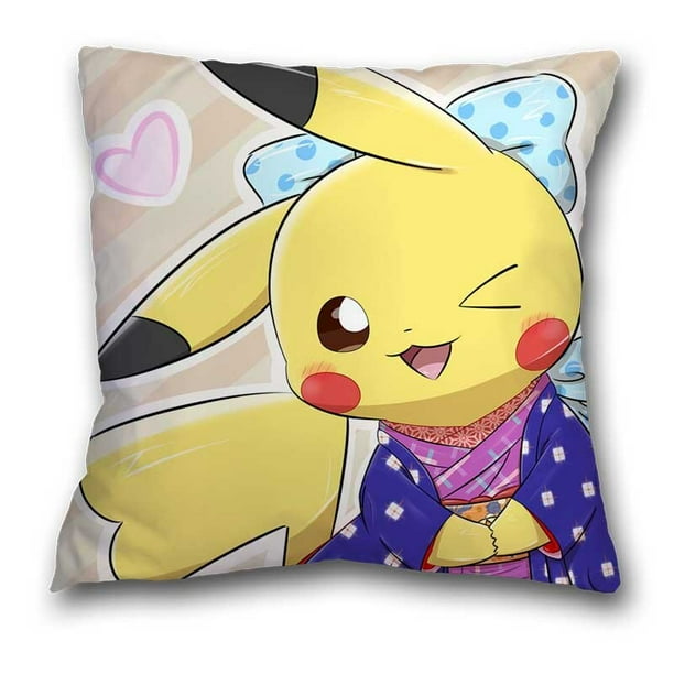 Funda de almohada de Pokemon Pikachu cubierta de cojin con estampado de Anime de dibujos animados funda de almohada decorativa para sofa regalos 45x45 Walmart en linea