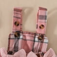 thumbnail image 4 of Newborn Baby Girls Ruffle Long Sleeve Ribbed Romper Top Bowknot Plaid Suspender Skirt Set For 0-18M Infant Girl Winter Dress Outfits, 4 of 10