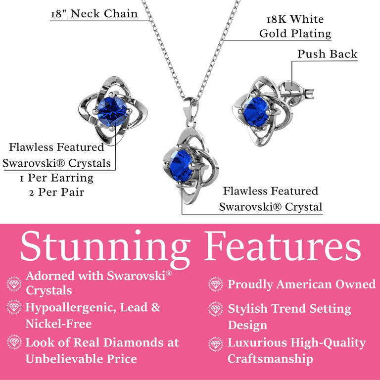 Cate & Chloe September Sapphire Birthstone Necklace & Stud Set photo 3