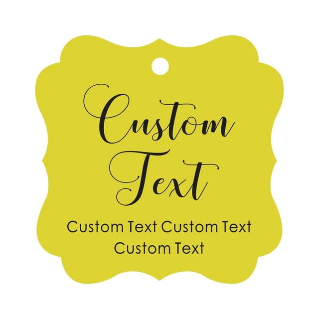 Darling Souvenir Personalized Paper Hang Tags Custom Text Wedding Party Gift Favor Tags -Yellow-50 Tags