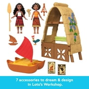 Disney Moana 2 Toys, Moana & Loto’s Workshop Playset, 2 Small Dolls, Friend Figure, Boat & Accessories