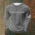 thumbnail image 2 of Letter Graphic T Shirts for Men Freedom Long Sleeve Tee Tops Grey XL, 2 of 3