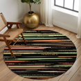 thumbnail image 2 of Round Rugs 5Ft, Stripes Abstract Art Round Area Rug Washable Indoor Throw Carpet, Modern Striped Farmhouse Soft Non Slip Circle Rug for Cabinet Bathroom Home Decor Aesthetic, 2 of 8
