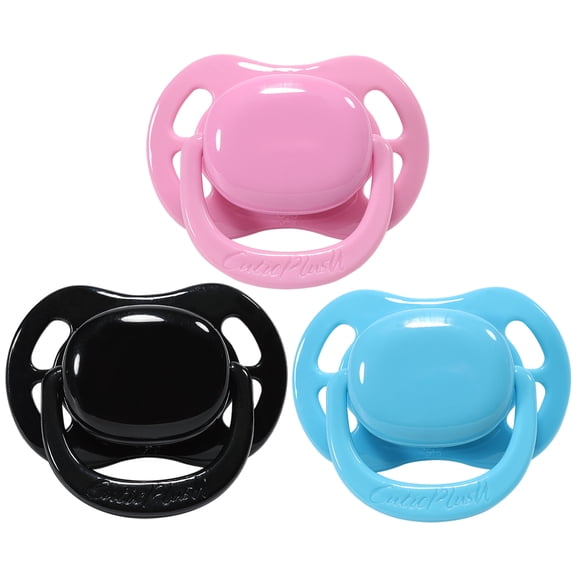 CutiePlusU Adult Sized Pacifier Dummy for Adult Babies-Butterfly Shape Big Shield 3 Pack-Pink, Blue, Black