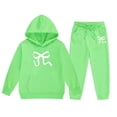 thumbnail image 4 of FhsagQ Outfits for Girls Children's Hoodie Set with Bow Print Girls Spring Outfits Size 6T Green 2-3Years, 4 of 4