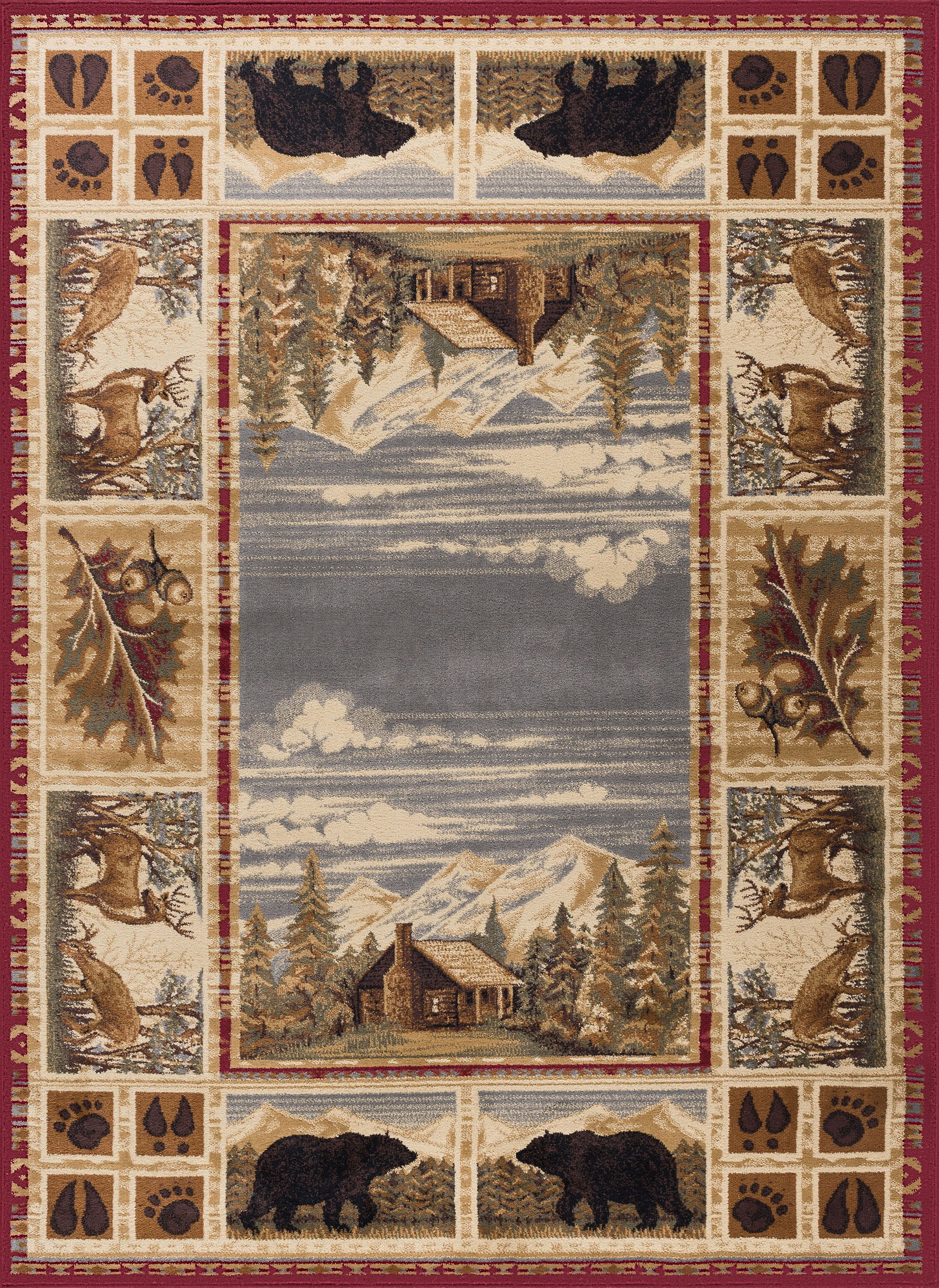 Nature Novelty 8' x 10' Red and Ivory Polypropylene Indoor Area Rug