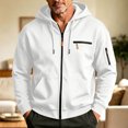 thumbnail image 4 of Men's Hooded Sweatshirt With Zipper Solid Long Sleeved Cardigan Casual Fashionable Coats, 4 of 8