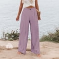 thumbnail image 4 of Women's Elastic Waist Wide Leg Pants - Loose Comfy, with Pockets, 4 of 6